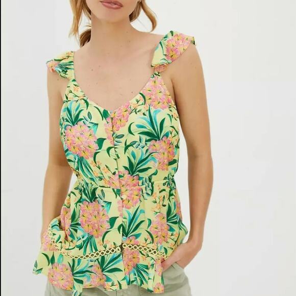 Anthropologie Tops - Farm Rio Top Floral Tank NWT Tropical Blouse Beachy Anthropologie S Boho Shirt